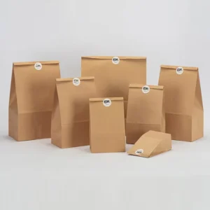 Eco-Friendly Laminated Brown Kraft Paper Takeaway Pouches for Sushi and Milk