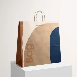 Eco Friendly Luxury Kraft Paper Craft Bags With Custom Logo And Individual Design For Clothing Packaging