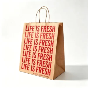 Eco Friendly MG Paper Handbag with Custom Logo Print for Coffee, Bakery, and Takeaway Packaging