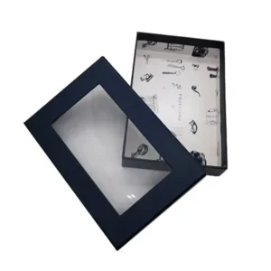 Eco-Friendly Paper Gift Box with Cardboard Rigid Base and Lid, Clear Window, Custom Logo, and Embossed Printing
