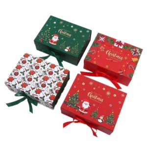 Eco-Friendly Paperboard Christmas Gift Box with Ribbon