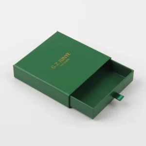 Eco-Friendly Personalized Small Green Cardboard Sliding Drawer Jewelry Box with Logo