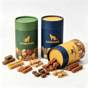 Eco Friendly Premium Kraft Storage Cylinder Box Vanishing Printing Moisture Proof Sealed Cat Dog Snack Pet Food Paper Canister