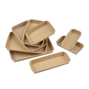 Eco-Friendly Rectangular Kraft Paper Sushi Tray Food Tray for Vegetables