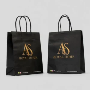 Eco-Friendly Recyclable Black Brown White Food Takeaway Packaging Craft Paper Bag Shop Gift Shopping Kraft Paper Bag With Handle