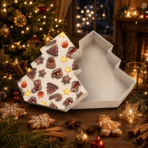 Eco-Friendly Recyclable Cardboard Christmas Tree-Shaped Rigid Gift Box, Food-Grade Cookie Chocolate Candy Box, Custom Printed