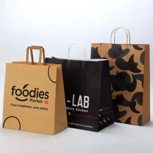 Eco Friendly Recyclable Custom Brown Restaurant Takeaway Fast Food Kraft Paper Bag