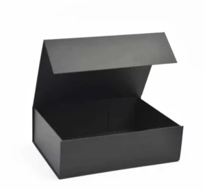 Eco-Friendly Recyclable Heavy-Duty Black Magnetic Closure Rigid Paper Flip-Top Gift Box