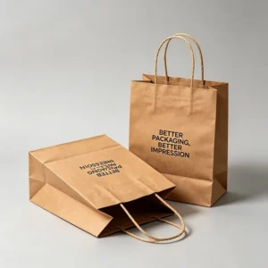 Eco-Friendly Recyclable Kraft Paper Bags Custom Logo Moisture Proof Durable for Baking Coffee Clothing Packaging Multiple Handles