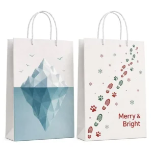 Eco-Friendly Recyclable White Kraft Christmas Paper Bags