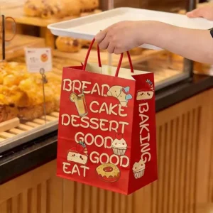 Eco-Friendly Recyclable White Kraft Flat-Handle Food-Safe Milk Tea Takeaway Coffee Paper Bags