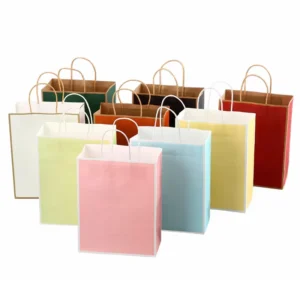 Eco Friendly Recycled Black White Food Takeaway Packaging Craft Paper Bag Shop Gift Shopping Brown Kraft Paper Bag With Handle