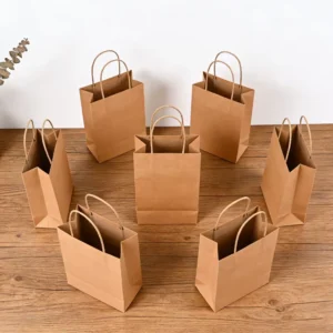 Eco-Friendly Recycled Brown Kraft Paper Bag for Food Takeaway and Gift Packaging