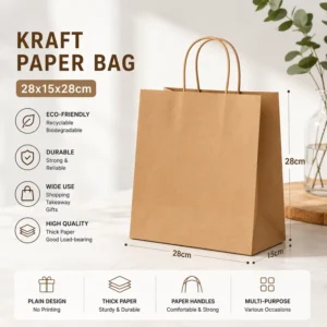 Eco-Friendly Recycled Brown Kraft Paper Gift Bags with Cotton Rope Handle Moisture-Proof Reusable