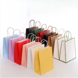Eco-Friendly Reusable Kraft Paper Shopping and Packaging Bags with Handles