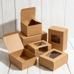 Eco Friendly Reusable Multi-Color Kraft Paper Folders Gift Box with Clear Window for Cosmetics
