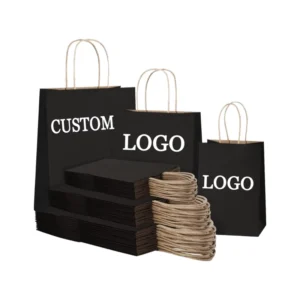 Eco Friendly Reusable White Kraft Paper Bag Food Packaging Takeaway Restaurant Shopping Gift Flexo Printing Supermarket
