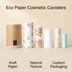 Eco-Friendly Round Kraft Paper Canister Cardboard Spice Salt Shaker Tube with Rolled Sifter for Loose Powder Cosmetics Packaging