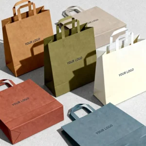 Eco-Friendly Small Paper Gift Bags Size Paper Bag Black Gift Flat Handles Kraft Bags for Retail Store