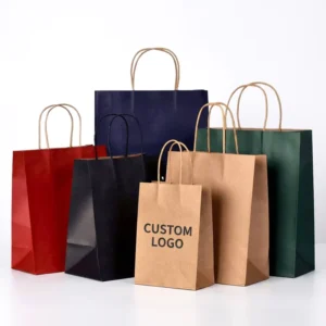 Eco Friendly White Kraft Paper Bag with Twisted Handle Premium Shopping Bag for Clothing Takeaway Gift Packaging