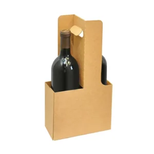 Eco Kraft Paper 2 4 6 Pack Beer and Wine Bottle Display Box with Handle