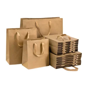 Eco-friendly Recyclable Heavy-Duty Luxury Drinks Takeaway Paperboard Bag Cotton Rope Handle White Black Brown Kraft Paper