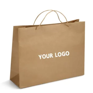 Eco-friendly Recyclable Kraft Brown Paper Bag Custom Logo with Rope Handle Flat Handle
