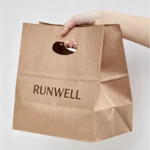 Eco friendly Recyclable Reusable Custom Brown Kraft Paper Takeaway Bags Offset Printing Die Cut for Bakery Food Retail