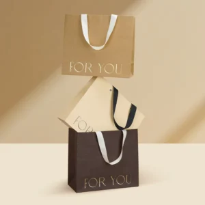 Eco friendly Recycled Brown Handle Paper Bags for Food Takeaway Custom Shopping Gift Craft Packaging Kraft Paper Bag with logo
