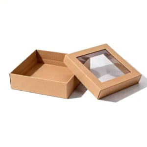 Eco friendly Recycled Materials Portable Corrugated Kraft Paper Gift Box Sponge Lining Clear Window Magnetic Closure Recyclable