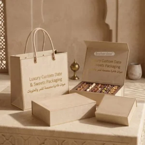 Eid Mubarak Rigid Magnetic Lid Dates Gift Box With Gold Foil Stamping Premium Ramadan Sweets Packaging Sets
