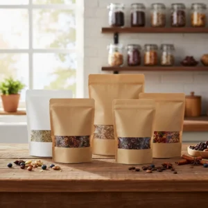 Eight-Side Flat-Bottom Recyclable Coffee and Nuts Pouch with Zipper and Window