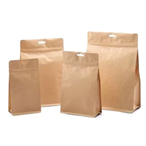 Eight-Side-Seal Square Flat-Bottom Gusset Stand-Up Coffee Pouch with Zipper, 250 or 500 g