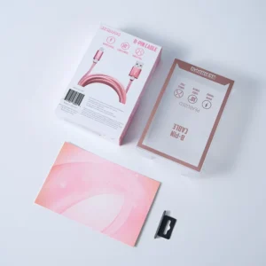 Electronic Packaging Box with Hook, Transparent Window, Base, and Lid for Charging Cables