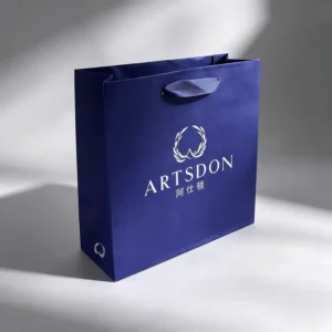 Elegant Fashion Recyclable Eco Friendly Shoulder Length Ribbon Handle Custom Logo Printed Paper Shopping Bag