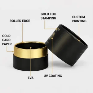Elegant Paper Tube Packaging Gold Foil Stamping Paper Tube Box FSC Certified Scented Candle Round Box Paper Tube Packaging