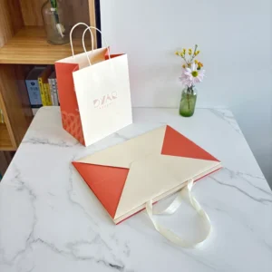 Elegant Recyclable Paper Box with Logo Print and Custom Handle for Corporate Gifting and Boutique Merchandise