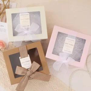 Elegant Round Window Gift Box with Circular Clear View Panel Glossy Lamination Specialty Paper Handle