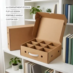 Embossed Corrugated Kraft Paper Foldable Packaging Carton for Online Retail and Supermarket Product Protection