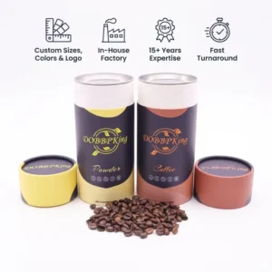 Embossed Design Custom Coffee Packing Tube Cylinder Cardboard Paper Canister for Coffee Beans and Tea