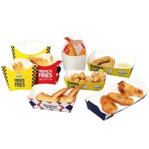 Embossed French Fries Snack Fast Food Corrugated Board Self-Erecting Disposable Paper Box