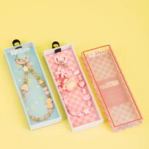 Empty PS Packaging Box with Clear Window and Hang Hole for Beaded Phone Straps, Keychains and Charms