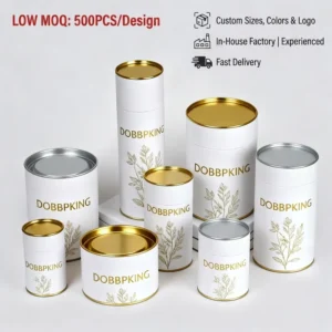Empty Paper Tube Container for Food Powder with Seal Metal Lid