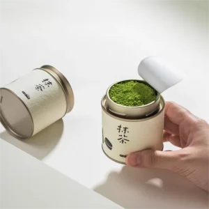 Empty Round Airtight Matcha Powder Canister for Green Tea Leaves
