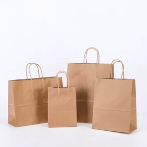 Environmentally Friendly Handmade Fashionable Kraft Paper Bag Twisted Handle Recycled Materials Heavy Duty Moisture Proof