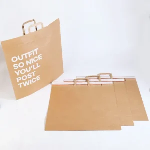 Environmentally Friendly Sticky Portable Brown Kraft Paper Bag Retail Clothing Packaging Paper Bag