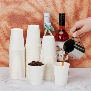 FDA LFGB Certified 12oz Single-Wall White Disposable Paper Cups with Custom Print for Coffee Shops