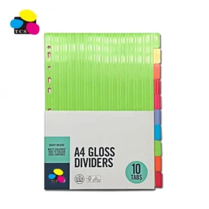 FSC-Certified 230gsm A4 Paper Dividers, 10 Assorted Colored Tabs, UV Coated