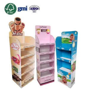 FSC Custom Corrugated Paper Display Rack with PVC Display Box and Hook, Mall and Supermarket Use