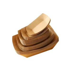 Factory Boat-Shaped Kraft Paper Trays and Disposable Food Boxes for Restaurant Packaging